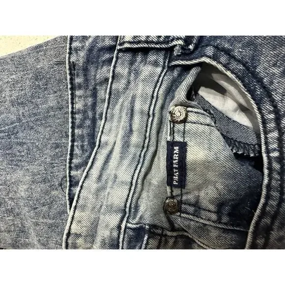 Phat Farm Men’s Acid Wash Jeans skinny fit 34x32 Hip hop Retro 90’s - Picture 5 of 12